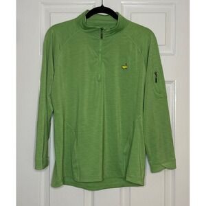 Masters Performance Golf Pullover Green‎ Masters Logo 1/4 Zip Long Sleeve L